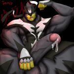  2021 anthro balls biceps black_background blep bodily_fluids cum erection flexing genital_fluids genitals hi_res humanoid_genitalia humanoid_penis legendary_pok&eacute;mon looking_at_viewer male mr._frenzy muscular muscular_anthro muscular_male nintendo nude penis pok&eacute;mon pok&eacute;mon_(species) simple_background sitting solo tongue tongue_out urshifu video_games 