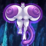  1:1 2021 2_toes absurd_res anthro areola badgerben big_breasts breasts cornchip21 detailed_background eyelashes feet female floating hi_res holding_breast huge_breasts hyper hyper_breasts legendary_pok&eacute;mon looking_at_viewer mewtwo nintendo nipples pok&eacute;mon pok&eacute;mon_(species) purple_areola purple_eyes purple_nipples purple_tail smile solo toes video_games white_body 
