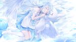  aliasing amatsuka_uto amatsuka_uto_(channel) blue_eyes bunny clouds dress long_hair nabi_(uz02) sky thighhighs wings 
