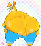  animal_crossing balls big_balls big_butt bodily_fluids bottomwear butt chubby_male clothed clothing easter gammanaut genitals hi_res holidays huge_butt lagomorph leporid male mammal nintendo overweight overweight_male pants pants_down partially_clothed rabbit solo steam sweat sweaty_balls sweaty_butt sweaty_genitalia torn_bottomwear torn_clothing torn_pants video_games zipper zipper_down zipper_t._bunny 
