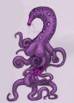  alien animal_genitalia big_breasts bodily_fluids breasts cloaca female genital_fluids genitals long_neck meandraco monster multi_eye not_furry nude open_mouth purple_body purple_eyes simple_background solo tentacles 