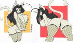  2021 5_fingers :3 absurd_res ahoge anthro areola arm_tuft big_breasts big_butt black_hair bottomless breasts butt chest_tuft claws clothed clothing clothing_pull crotch_tuft domestic_cat elbow_tufts erect_nipples fangs felid feline felis female fingers fishnet fishnet_legwear fur genitals hair hi_res inner_ear_fluff katherine_(sem-l-grim) leaning leaning_forward legwear long_hair looking_at_viewer looking_back mammal multiple_images nipples open_mouth open_smile panties partially_clothed pussy pussy_floss sem-l-grim sharp_claws shirt shirt_pull signature smile solo standing tank_top thick_thighs topless topwear topwear_pull tuft underwear white_body white_fur wide_hips 
