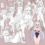  absurdres alternate_costume animal_ears azur_lane belfast_(azur_lane) blush breasts bunny_ears cleavage commentary_request covering covering_breasts cygnet_(azur_lane) detached_collar dido_(azur_lane) fake_animal_ears glasgow_(azur_lane) gloucester_(azur_lane) hey_taisyou high_heels highres large_breasts manga_(object) medium_breasts nude playboy_bunny sheffield_(azur_lane) short_hair sirius_(azur_lane) smile strapless translation_request wing_collar 