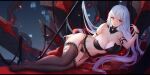  blush closers garter_belt long_hair mirae_(closers) navel purple_eyes stockings swd3e2 white_hair 