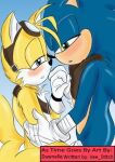  blush canid canine comic cover dawnelle eulipotyphlan fox hand_holding hedgehog low_res male male/male mammal miles_prower sonic_boom sonic_the_hedgehog_(series) vee_stitch 
