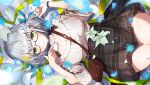  braids flowers furuki_ayaginutaira glasses gray_hair hololive shirogane_noel skirt 