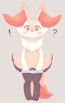  ! 2021 3_toes ? absurd_res anthro blush bodily_fluids braixen canid canine cheek_tuft chest_tuft clothing ear_tuft facial_tuft facing_viewer feet female fur hi_res inner_ear_fluff looking_at_viewer mammal nintendo panties panties_down pok&eacute;mon pok&eacute;mon_(species) red_body red_eyes red_fur simple_background solo standing tears toes tuft underwear underwear_down video_games yellow_body yellow_fur も 