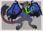  canid canine canis dragon evil_grin fatalsyndrome glowing glowing_tongue hi_res hybrid looking_at_viewer male mammal misodrak monster ringed_eyes smile snarling tongue tongue_out toony villainous wolf 