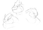  anthro belly black_and_white feral feraligatr group hair hi_res legendary_pok&eacute;mon lugia male monochrome morbidly_obese nintendo obese overweight pok&eacute;mon pok&eacute;mon_(species) simple_background sketch typhlosion video_games weight_gain zephy_03 
