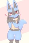  &lt;3 2021 3_fingers absurd_res ambiguous_gender anthro black_body blue_body blush canid canine chest_tuft fangs fingers hi_res lucario mammal multicolored_body nintendo pok&eacute;mon pok&eacute;mon_(species) red_eyes solo tuft two_tone_body video_games も 
