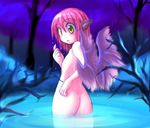  :o animal_ears ass bare_tree blush des from_behind looking_at_viewer looking_back mystia_lorelei nude outdoors pink_hair short_hair skinny_dipping solo touhou tree wading water wet wide-eyed wings yellow_eyes 