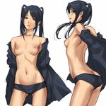  :o black_hair black_legwear black_panties blush breasts collarbone contrapposto d.gray-man duplicate lenalee_lee looking_at_viewer mosha multiple_views navel nipples panties parted_lips simple_background small_breasts standing stomach surprised tears topless twintails underwear white_background 
