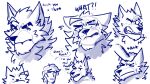  16:9 anthro blush caelan_(far_beyond_the_world) canid canine canis dialogue duo fangs head_pat hi_res human humor male male/male mammal neck_tuft showing_teeth shy skar speech_bubble text tuft vulgor_(far_beyond_the_world) widescreen wild_tapioca wolf 