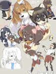  3:4 accessory anthro ball canid canine canis clothed clothing domestic_dog female group hair_accessory hair_ribbon hanakoji_terasu hand_holding hi_res japanese_text kikurage koriyama_meiko koriyama_sumie kuroshiba_nagomi kusuda_korone mammal ribbons school_uniform shirakawa_tamami text translation_request uniform 