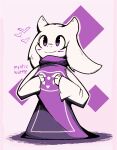  &lt;3 2021 anthro blush bovid caprine clothing female fur goat horn long_sleeves mammal mysticwaffle032 purple_eyes robe shadow signature simple_background solo standing toriel undertale video_games white_body white_fur 