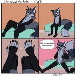  1:1 armwear canid canine clothing comic fox fur grey_body grey_fur hi_res legwear male mammal starrffax thigh_highs 