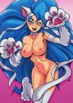  animal_humanoid better_version_at_source big_breasts blue_hair blush breasts butt capcom cat_humanoid claws darkstalkers delux digital_media_(artwork) felicia_(darkstalkers) felid felid_humanoid feline feline_humanoid female fur genitals hair hi_res humanoid long_hair mammal mammal_humanoid nipples nude pussy solo video_games 
