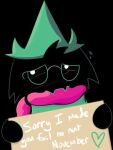  animal_humanoid anthro bad_boy black_body bodily_fluids bovid bovid_humanoid caprine caprine_humanoid cardboard_cutout deltarune goat goat_humanoid humanoid humor male mammal mammal_humanoid meme nervous no_nut_november no_nut_sabotage ralsei shaming solo sweat texst unknown_artist video_games young 