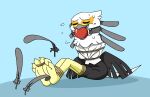  absurd_res accipitriform aggressive_retsuko anthro avian ball_gag bdsm beauty_mark bird bodily_fluids bondage bound feathers female gag gagpal3 hi_res rope rope_bondage sanrio secretary_bird secretary_washimi solo sweat tickling toes_tied 