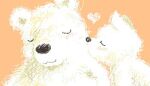 &lt;3 anthro black_nose duo eyes_closed kemono low_res mammal orange_background polar_bear simple_background size_difference ursid ursine utsuki_maito white_body 
