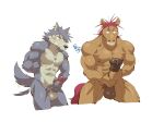  anthro bodily_fluids brown_body brown_fur canid canine canis domestic_dog duo equid equine erection fur genital_fluids genitals grey_body grey_fur grey_hair hair horse husky keisuke_hirama kouya_(morenatsu) male mammal masturbation morenatsu nordic_sled_dog nude open_mouth penile penile_masturbation penis precum red_hair shirako signature simple_background spitz teeth_showing video_games visual_novel white_background 