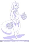  anthro aogami bottomwear c_(chirmaya) cheerleader_outfit chirmaya clothing comic english_text female hair hair_over_eye hi_res mammal monochrome one_eye_obstructed procyonid raccoon skirt teenager text url young 