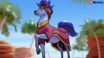  2021 balls blurred_background clothed clothed_feral clothing conditional_dnp digital_media_(artwork) equid equine feral genitals hasbro hi_res hoo&#039;far_(mlp) hooves horn looking_at_viewer male mammal mercurial64 my_little_pony outside solo unicorn 