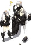  2girls absurdly_long_hair absurdres asymmetrical_clothes breasts clip_studio_paint_(medium) destroyer_(girls_frontline) dual_persona gaia_(girls_frontline) garm_(girls_frontline) girls_frontline highlights highres large_breasts long_hair mechanical_boots multicolored_hair multiple_girls sanderson sangvis_ferri sidelocks sketch twintails very_long_hair yellow_eyes 