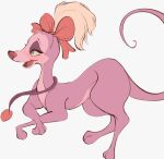  2021 all_dogs_go_to_heaven annabelle_(all_dogs_go_to_heaven) bow_ribbon canid canine canis domestic_dog don_bluth feral fur hi_res jewelry mammal necklace open_mouth open_smile simple_background smile solo tohupo white_background 