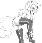  2021 akunim anthro butt caitian clothing felid female legwear legwear_only m&#039;ress mammal monochrome mostly_nude sketch solo star_trek star_trek_the_animated_series stockings stockings_only thigh_highs 