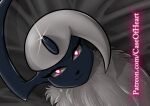  absol female feral fur nintendo pink_eyes pok&eacute;mon pok&eacute;mon_(species) solo teaser text url video_games white_body white_fur 