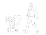  absurd_res anthro bent_over black_and_white bojack_horseman butt clothed clothing domestic_cat duo felid feline felis female female_on_human gardenminttea genitals hat headgear headwear hi_res human human_on_anthro interspecies line_art looking_back male male/female male_on_anthro mammal monochrome netflix presenting presenting_hindquarters princess_carolyn pussy shaking_butt shirt sweatpants tank_top todd_chavez topwear torn_clothing walking 