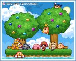  3reforged bandana_waddle_dee bangs blonde_hair chest_jewel king_dedede kirby kirby_(series) long_hair meta_knight mythra_(xenoblade) pixel_art pyra_(xenoblade) red_eyes red_hair short_hair swept_bangs very_long_hair waddle_dee xenoblade_chronicles_(series) xenoblade_chronicles_2 yellow_eyes 