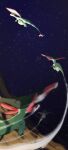  chiyo_(ppp_808) commentary_request dreepy flygon flying from_behind gen_3_pokemon gen_8_pokemon highres night no_humans outdoors pokemon pokemon_(creature) sky star_(sky) wind 