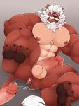  3:4 abs after_sex animal_crossing anthro anus balls bodily_fluids brown_body cum cum_in_ass cum_inside duo facial_hair feet felid genital_fluids genitals hair hi_res lion lionel_(animal_crossing) male male/male mammal mane muscular muscular_anthro muscular_male mustache nintendo nipples nude pantherine pecs penis precum schwarzfox solo_focus video_games white_hair white_mane 