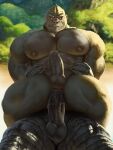  2021 anal anal_penetration anthro ape balls blush collar digital_media_(artwork) duo genitals godzilla godzilla_(series) gorilla haplorhine kaiju king_kong male male/male male_penetrated male_penetrating male_penetrating_male mammal muscular muscular_anthro muscular_male nipples penetration penis primate raccoon21 toho vein veiny_penis 