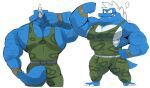  anthro blue_body bulge camo camo_clothing camo_print clothing crocodilian donkey_kong_(series) flexing hi_res hyaku_(artist) kremling krusha male multiple_poses nintendo pattern_clothing pecs pose reptile scalie shirt simple_background tank_top topwear video_games 