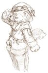  anthro biped bottomwear canid canine canis clothing domestic_dog hat headgear headwear kemono mammal pants paws simple_background sketch solo utsuki_maito white_background 