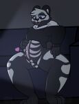  anthro belly bone clothing epic_games female fortnite furniture hi_res hoodie humanoid mammal navel night ozzythegoat15 pregnant skeleton skull_squad_leader sofa solo television topwear unbirthing ursid vaginal video_games vore 