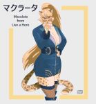  adiyahaha anthro breasts cheetah cleavage clothed clothing eyewear felid feline female fishnet fur glasses hi_res live-a-hero maculata mammal solo spots spotted_body spotted_fur 