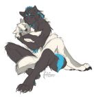  2021 ambiguous_gender black_nose blue_body blue_fur blue_tongue canid canine canis colored_sketch digitigrade duo eyebrows eyes_closed fur hug koul koul_fardreamer licking mammal nude one_eye_closed simple_background sitting tongue tongue_out white_background white_body white_fur wolf 
