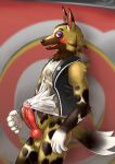  7nulls absurd_res african_wild_dog alternate_version_at_source animal_crossing animal_genitalia animal_penis anthro balls blush bodily_fluids bottomless canid canine canine_penis clothed clothing erection genital_fluids genitals glistening glistening_genitalia glistening_penis hi_res kyle_(animal_crossing) looking_at_viewer male mammal nintendo penis precum precum_on_penis shirt smile solo topwear vest video_games wet wet_clothing wet_shirt wet_topwear 