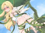  1girl angel anus ass barefoot blonde_hair blue_eyes blue_sky blurry blurry_background blush censored clenched_hand clenched_teeth clitoral_stimulation commentary_request crying day dress dutch_angle eyebrows_visible_through_hair feathered_wings feet female_ejaculation female_orgasm firo_(tate_no_yuusha_no_nariagari) flat_chest foot_tickling from_behind hair_intakes half-closed_eyes hand_up highres long_hair looking_back looking_up motion_lines nipple_tweak nipples no_panties nose_blush orgasm outdoors pussy pussy_juice restrained rolling_eyes shiny shiny_skin short_dress sidelocks sky soles solo spread_pussy sweat tate_no_yuusha_no_nariagari tears teeth tentacles tickling torn_clothes torn_dress tree trembling uguisu_(happy_turn) white_dress white_wings wings 