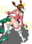  ahegao anal anal_fisting antenna_hair anus ass back bent_over blush bob_cut boots brown_hair butcha-u cameltoe capcom detached_sleeves eroquis fisting from_behind fucked_silly gaping green_eyes hairdo holding jewelry june_lin_milliam kappa kappa_(star_gladiator) kneepits large_insertion legs looking_back monster open_mouth panties panties_aside pussy ring shadow skirt smile standing star_gladiator surprised sweat thigh_boots thighhighs thumbs_up twintails uncensored underwear upskirt 