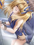  1boy 1girl bathroom bdsm blonde_hair bondage bound clothed_sex cum eyes_closed hetero long_hair mirror pussy_juice rape ribbon rope school_swimsuit school_uniform sex standing swimsuit tears twintails wince 