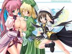  blonde_hair breast_press breasts highres large_breasts lyrical_nanoha mahou_shoujo_lyrical_nanoha mahou_shoujo_lyrical_nanoha_a's multiple_girls noritama_(gozen) shamal signum symmetrical_docking wallpaper yagami_hayate yuri 