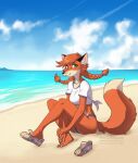  anthro beach braided_hair canid canine clothing female fox hair mammal patty_foxy rotarr seaside solo 