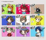  3boys 5girls akechi_gorou blonde_hair blue_hair brown_hair chibi curly_hair english_text flower goro_orb hair_flower hair_ornament highres kitagawa_yuusuke long_hair morgana_(persona_5) multiple_boys multiple_girls niijima_makoto okumura_haru orange_hair persona persona_5 ponytail sakamoto_ryuuji sakura_futaba short_hair takamaki_anne twintails yoshizawa_kasumi 