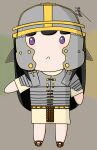  absurdres armor armored_dress bang_dream! chibi helmet highres original roman_clothes sandals shirokane_rinko unhappy 