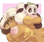  anthro anthro_on_anthro areola big_breasts bovid bovine breast_grab breast_suck breasts cattle duo female female/female giant_panda hand_on_breast holding_breast mammal molly_(slightlysimian) nipple_fetish nipple_play nipple_suck nipples puffy_areola slightlysimian sucking ursid 